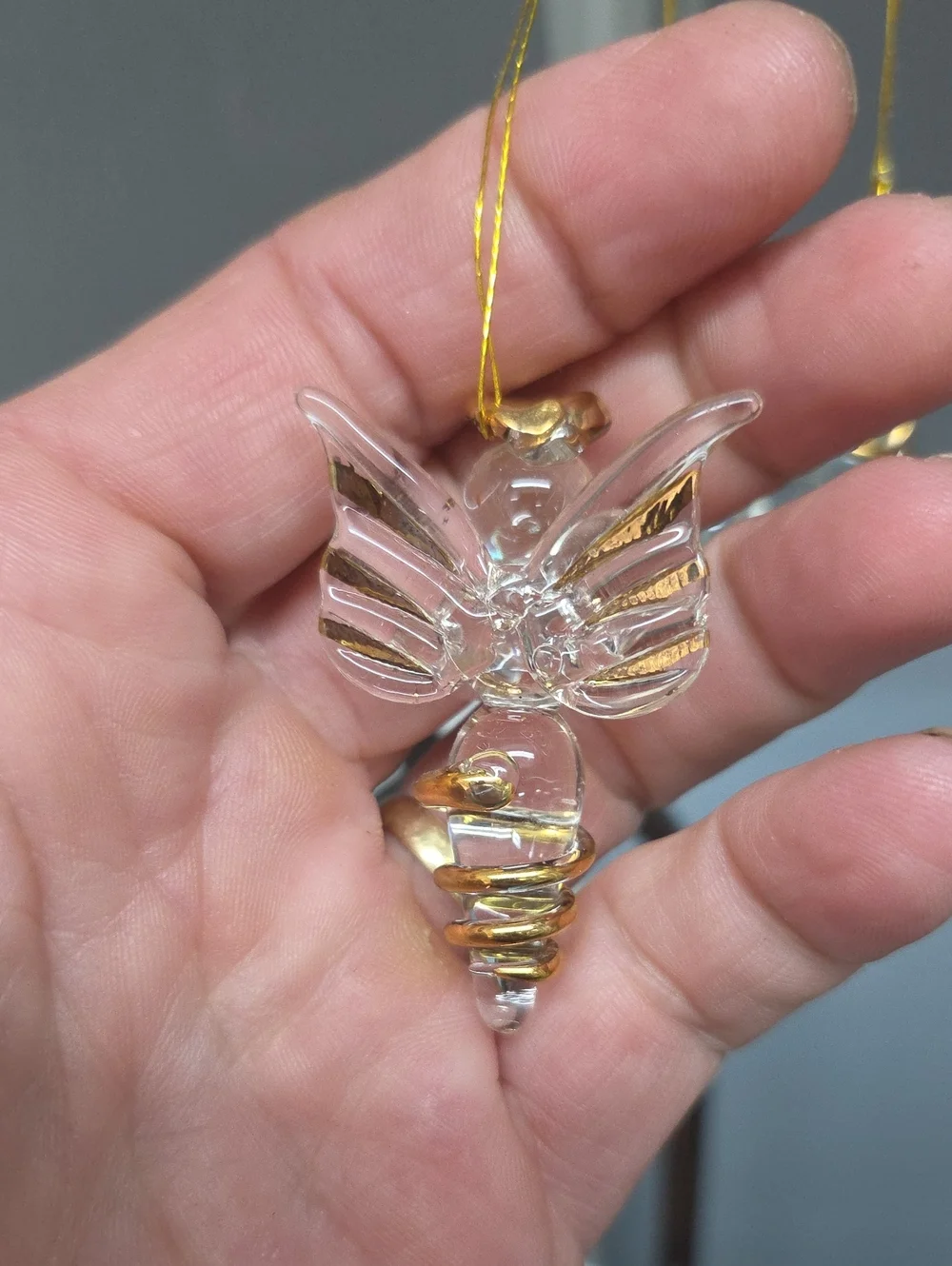 Set of 3 Vintage Hand Blown Glass Angel Ornaments